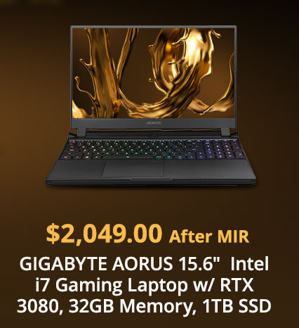 GIGABYTE AORUS 15.6" Intel i7 Gaming Laptop w/ RTX 3080, 32GB Memory, 1TB SSD