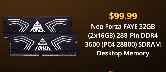 Neo Forza FAYE 32GB (2x16GB) 288-Pin DDR4 3600 (PC4 28800) SDRAM Desktop Memory