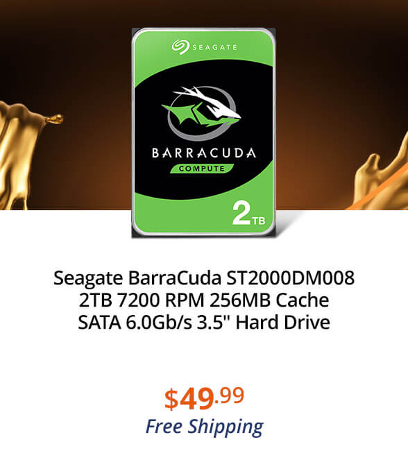 Seagate BarraCuda ST2000DM008 2TB 7200 RPM 256MB Cache SATA 6.0Gb/s 3.5" Hard Drive