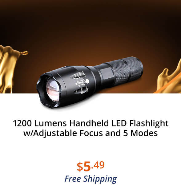 1200 Lumens Handheld LED Flashlight w/Adjustable Focus and 5 Modes