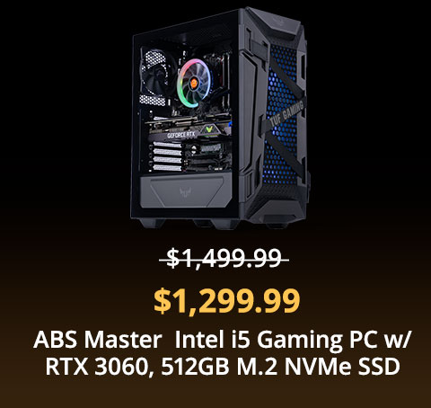 ABS Master Intel i5 Gaming PC w/ RTX 3060, 512GB M.2 NVMe SSD