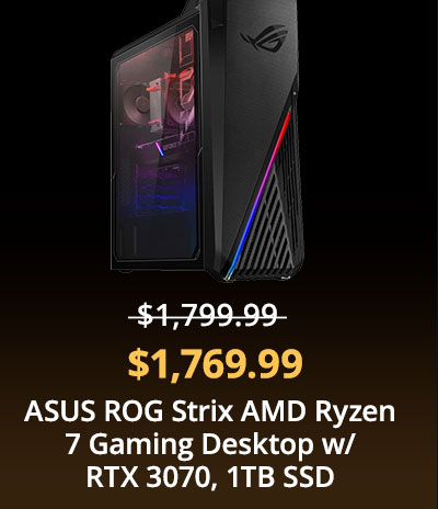 ASUS ROG Strix AMD Ryzen 7 Gaming Desktop w/ RTX 3070, 1TB SSD