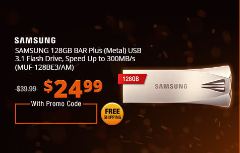 SAMSUNG 128GB BAR Plus (Metal) USB 3.1 Flash Drive, Speed Up to 300MB/s (MUF-128BE3/AM)