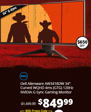 Dell Alienware AW3418DW 34" Curved WQHD 4ms (GTG) 120Hz NVIDIA G-Sync Gaming Monitor