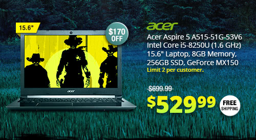Acer Aspire 5 A515-51G-53V6 Intel Core i5-8250U (1.6 GHz) 15.6" Laptop, 8GB Memory, 256GB SSD, GeForce MX150