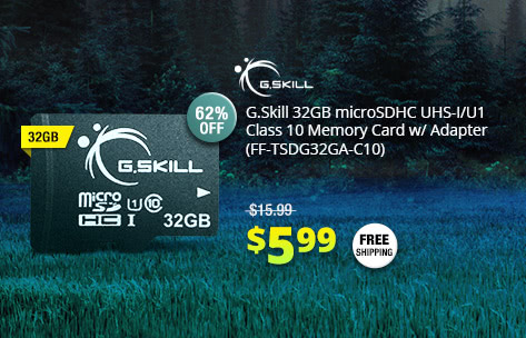 G.Skill 32GB microSDHC UHS-I/U1 Class 10 Memory Card w/ Adapter (FF-TSDG32GA-C10)