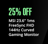 MSI 23.6" 1ms FHD 144Hz Curved Gaming Monitor