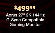 Aorus 27" 2K 144Hz G-Sync Compatible Gaming Monitor