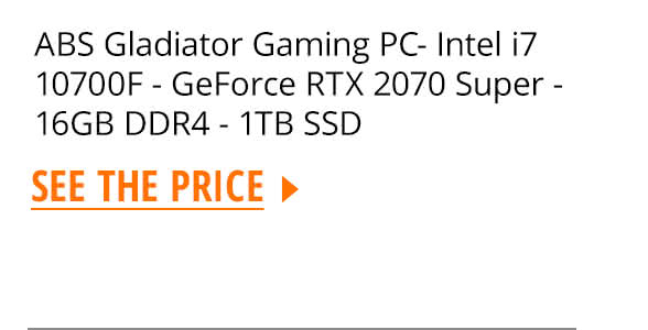 ABS Gladiator Gaming PC- Intel i7 10700F - GeForce RTX 2070 Super - 16GB DDR4 - 1TB SSD