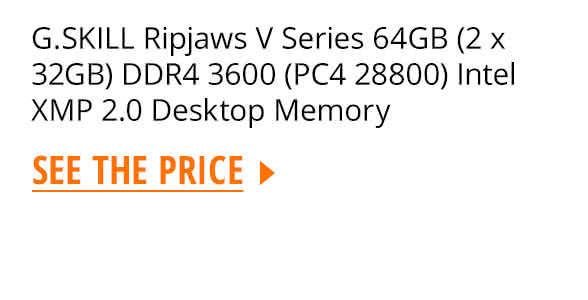 G.SKILL Ripjaws V Series 64GB (2 x 32GB) DDR4 3600 (PC4 28800) Intel XMP 2.0 Desktop Memory