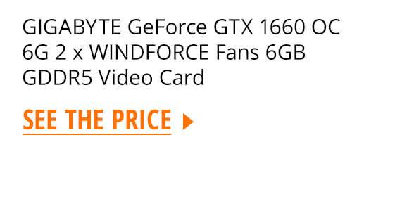 GIGABYTE GeForce GTX 1660 OC 6G 2 x WINDFORCE Fans 6GB GDDR5 Video Card