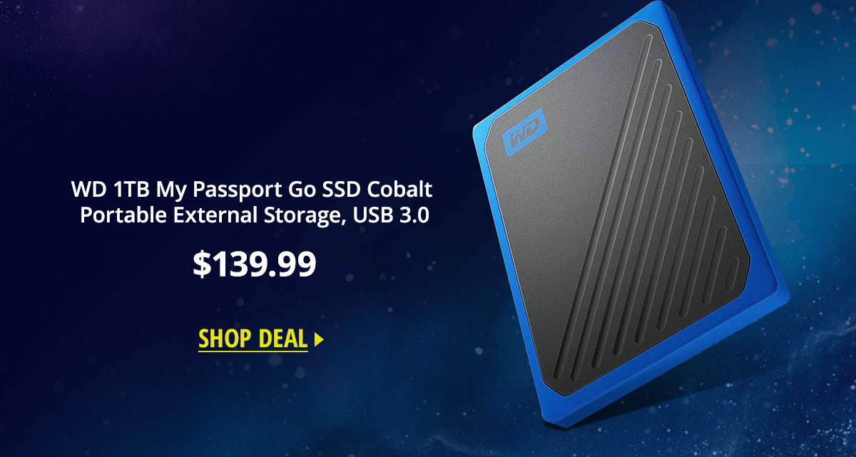 WD 1TB My Passport Go SSD Cobalt Portable External Storage, USB 3.0