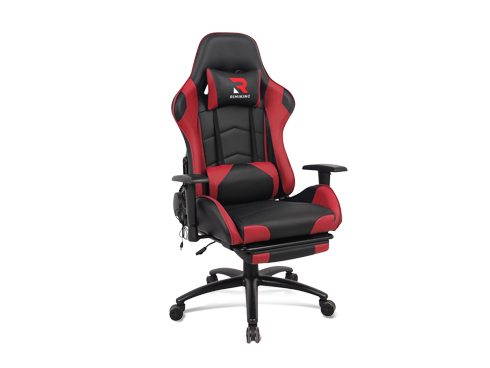 RIMIKING Massage Ergonomic Gaming Chair w/ Retractable Footrest