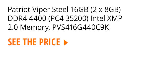 Patriot Viper Steel 16GB (2 x 8GB) DDR4 4400 (PC4 35200) Intel XMP 2.0 Desktop, PVS416G440C9K