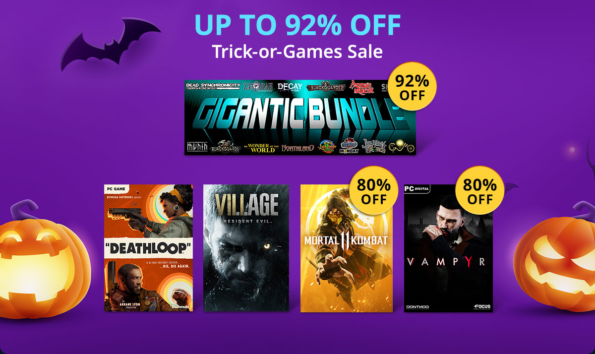 Up to 92% off Trick-or-Games Sale