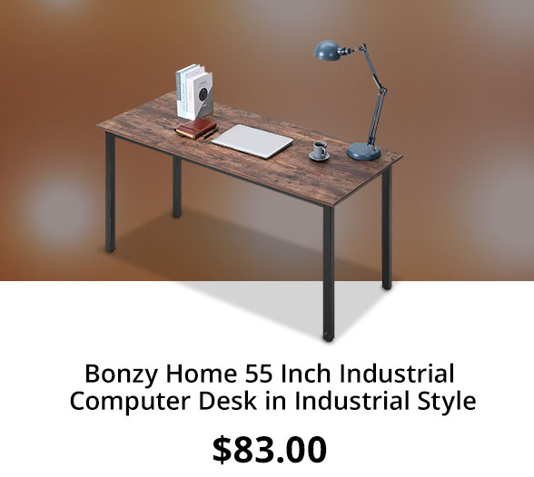 Bonzy Home 55 Inch Industrial Computer Desk in Industrial Style