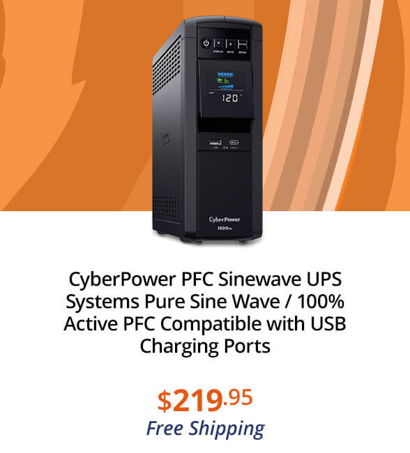 CyberPower PFC Sinewave UPS Systems Pure Sine Wave / 100% Active PFC Compatible with USB Charging Ports