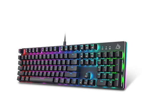 AUKEY KM-G12 Mechanical Gaming Keyboard with Customizable RGB Backlight, Tactile & Clicky Blue Switches, 104-Key Anti-Ghosting Wired Keyboard with Surround Lighting, Steel Body for PC and Laptop