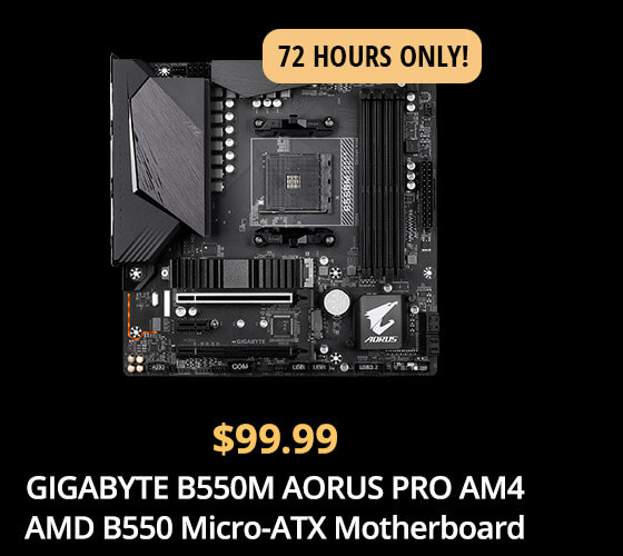 $99.99 GIGABYTE B550M AORUS PRO AM4 AMD B550 Micro-ATX Motherboard