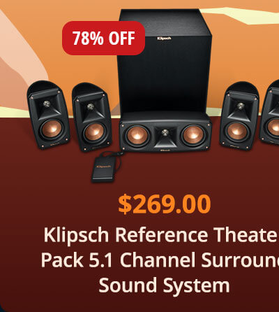 $269.00 Klipsch Reference Theater Pack 5.1 Channel Surround Sound System