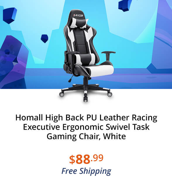 Homall High Back PU Leather Racing Executive Ergonomic Swivel Task Gaming Chair, White