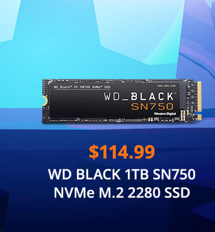 $114.99 WD BLACK 1TB SN750 NVMe M.2 2280 SSD