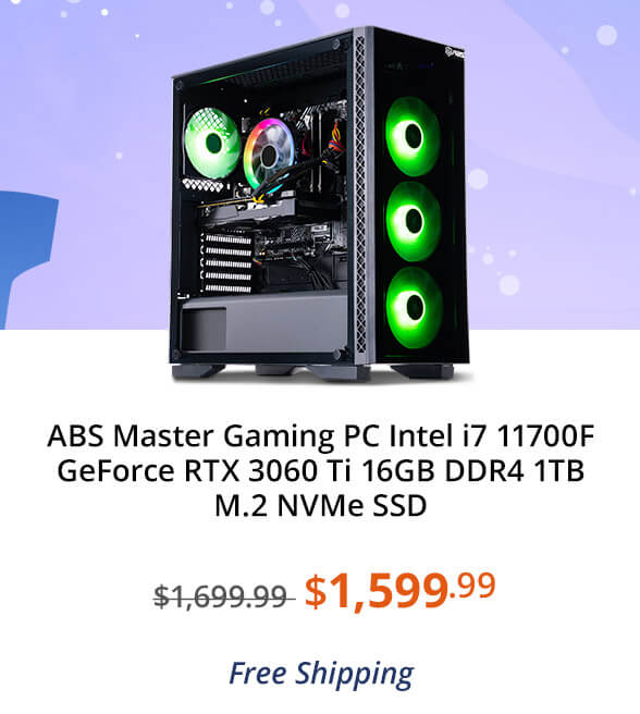 ABS Master Gaming PC Intel i7 11700F GeForce RTX 3060 Ti 16GB DDR4 1TB M.2 NVMe SSD