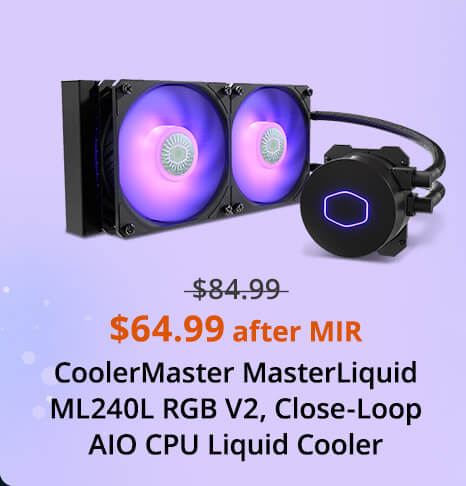 CoolerMaster MasterLiquid ML240L RGB V2, Close-Loop AIO CPU Liquid Cooler