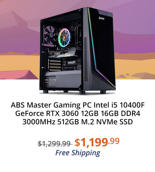 ABS Master Gaming PC Intel i5 10400F GeForce RTX 3060 12GB 16GB DDR4 3000MHz 512GB M.2 NVMe SSD