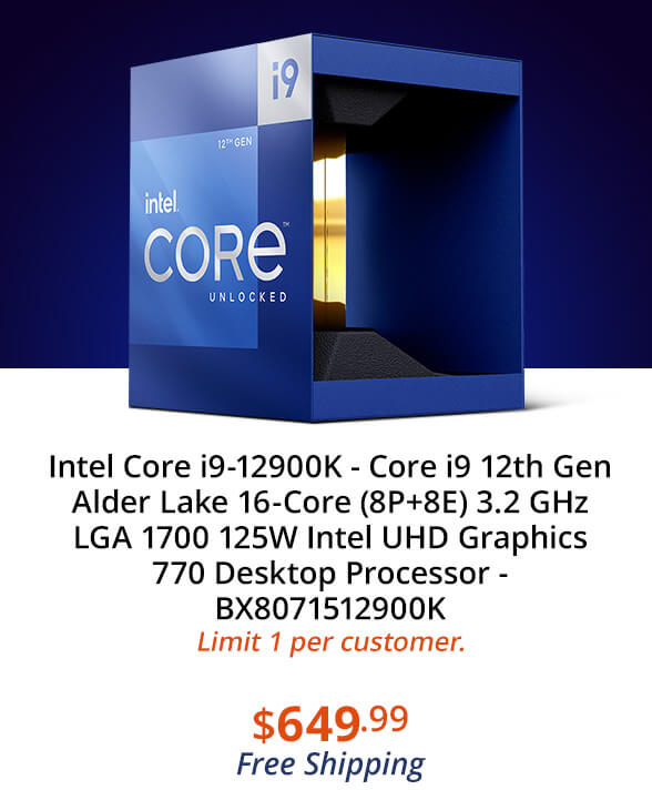 Intel Core i9-12900K - Core i9 12th Gen Alder Lake 16-Core (8P+8E) 3.2 GHz LGA 1700 125W Intel UHD Graphics 770 Desktop Processor - BX8071512900K