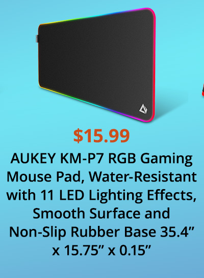 AUKEY KM-P7 RGB Gaming Mouse Pad, Water-Resistant with 11 LED Lighting Effects, Smooth Surface and Non-Slip Rubber Base 35.4” x 15.75” x 0.15”
