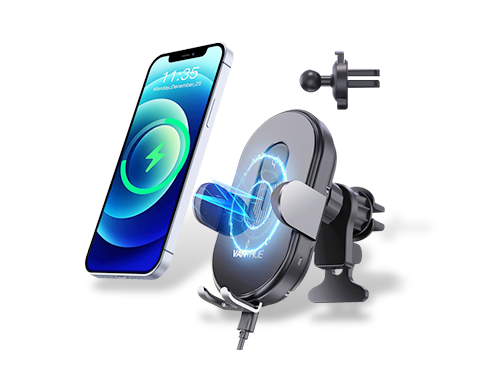 Vantrue Q1 Wireless Car Charger, Auto Clamping Qi 15W Fast Charging Phone Mount Air Vent Compatible with iPhone 12/12 pro max/11/11pro/XS/XR/X/8, Samsung S10, LG