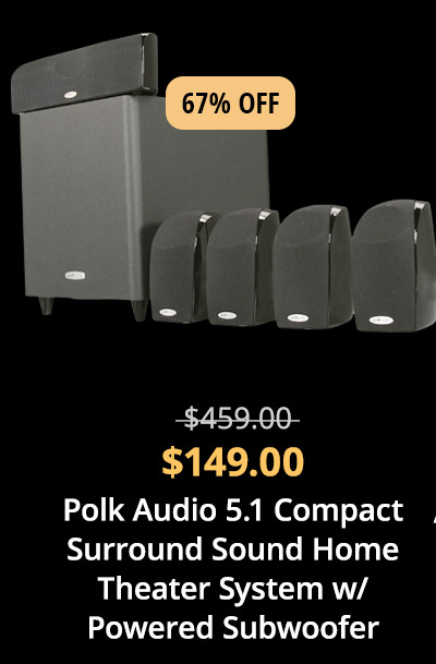 $149.00 Polk Audio 5.1 Compact Surround Sound Home Theater System w/ Powered Subwoofer