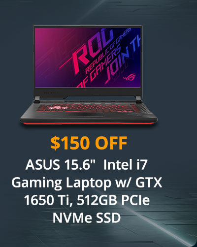 ASUS 15.6" Intel i7 Gaming Laptop w/ GTX 1650 Ti, 512GB PCIe NVMe SSD