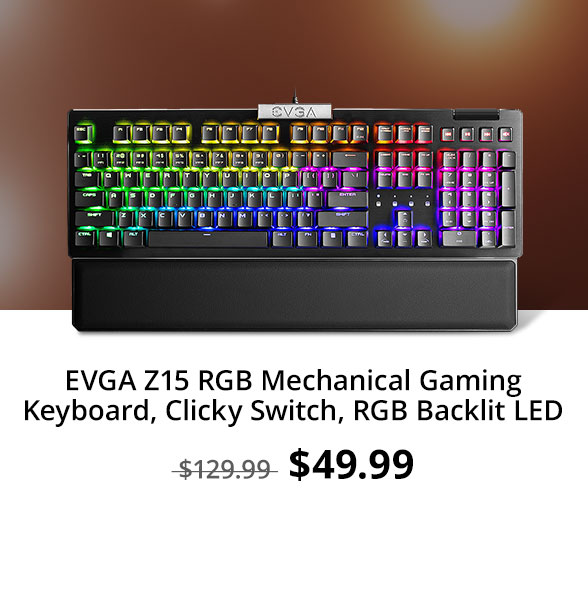 EVGA Z15 RGB Mechanical Gaming Keyboard, Clicky Switch, RGB Backlit LED