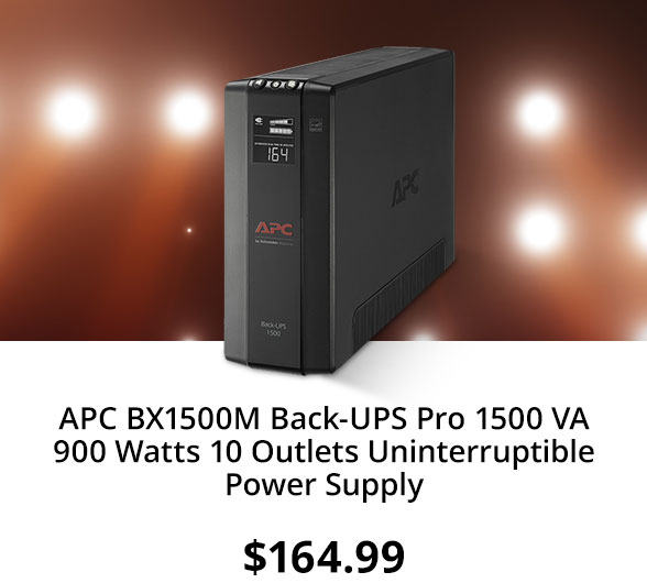 APC BX1500M Back-UPS Pro 1500 VA 900 Watts 10 Outlets Uninterruptible Power Supply