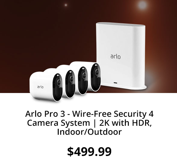 Arlo Pro 3 - Wire-Free Security 4 Camera System | 2K with HDR, Indoor/Outdoor