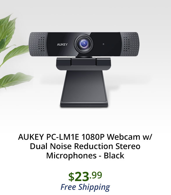 AUKEY PC-LM1E 1080P Webcam w/ Dual Noise Reduction Stereo Microphones - Black