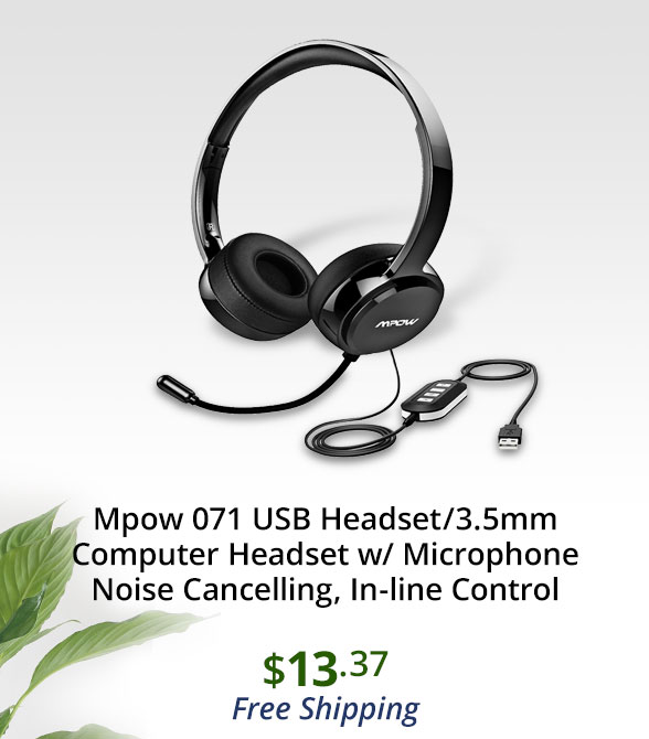 Mpow 071 USB Headset/3.5mm Computer Headset w/ Microphone Noise Cancelling, In-line Control