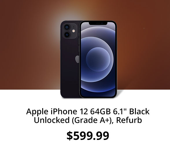 Refurbished Apple iPhone 12 64GB 6.1" Black Unlocked (Grade A+), Refurb