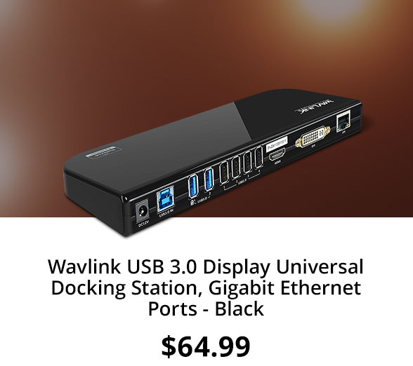 Wavlink USB 3.0 Display Universal Docking Station, Gigabit Ethernet Ports - Black