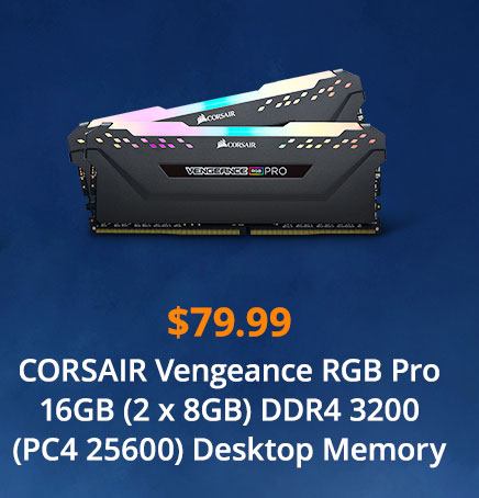 CORSAIR Vengeance RGB Pro 16GB (2 x 8GB) DDR4 3200 (PC4 25600) Desktop Memory