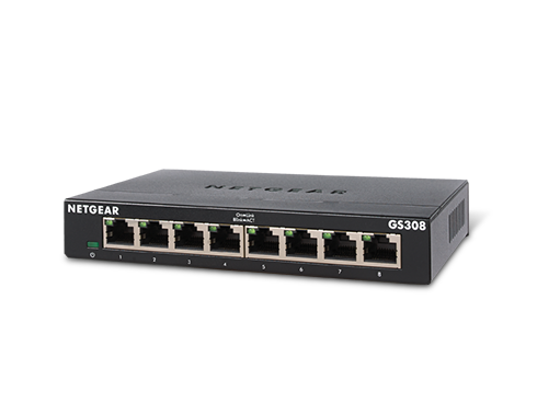 NETGEAR 8-Port Gigabit Ethernet Unmanaged Switch (GS308) - Home Network Hub, Office Ethernet Splitter, Plug-and-Play, Fanless Metal Housing, Desktop or Wall Mount