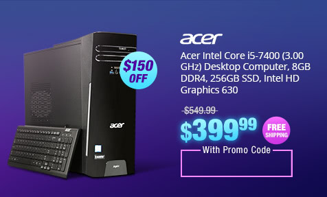 Acer Intel Core i5-7400 (3.00 GHz) Desktop Computer, 8GB DDR4, 256GB SSD, Intel HD Graphics 630