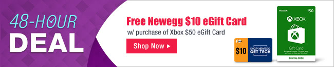 Free Newegg $10 eGift Card w/ purchase of Xbox $50 eGift Card