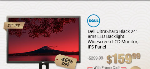 Dell UltraSharp Black 24" 8ms LED Backlight Widescreen LCD Monitor, IPS Panel