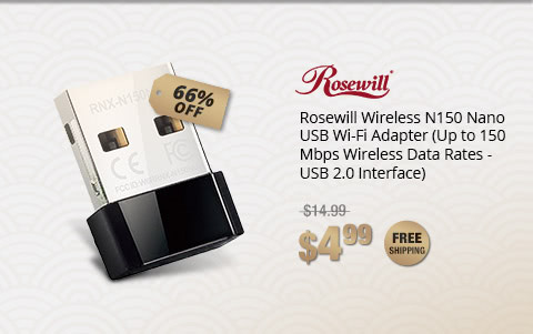 Rosewill Wireless N150 Nano USB Wi-Fi Adapter (Up to 150 Mbps Wireless Data Rates - USB 2.0 Interface)