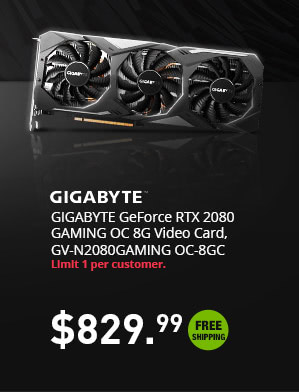 GIGABYTE GeForce RTX 2080 GAMING OC 8G Video Card, GV-N2080GAMING OC-8GC