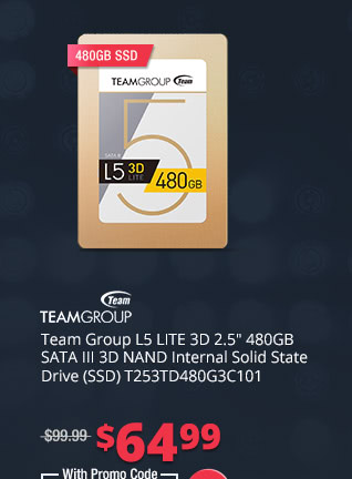 Team Group L5 LITE 3D 2.5" 480GB SATA III 3D NAND Internal Solid State Drive (SSD) T253TD480G3C101