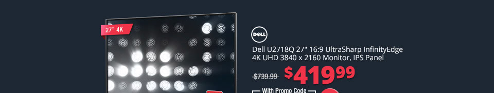 Dell U2718Q 27" 16:9 UltraSharp InfinityEdge 4K UHD 3840 x 2160 Monitor, IPS Panel